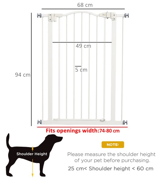 PawHut Metal Pet Safety Gate Dog Gate Folding Fence, White Aosom UK