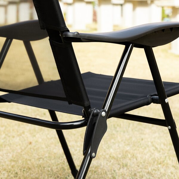 Outsunny Set of 2 Portable Folding Recliner Outdoor Patio Chaise Lounge Chair with Adjustable Backrest, Black
