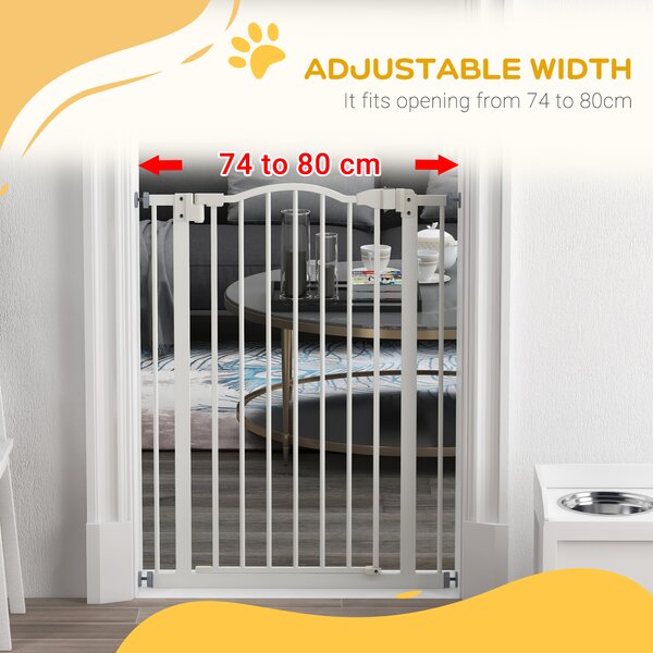 PawHut Metal Pet Safety Gate Dog Gate Folding Fence, White Aosom UK