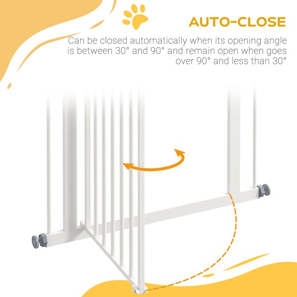 PawHut Metal Pet Safety Gate Dog Gate Folding Fence, White Aosom UK