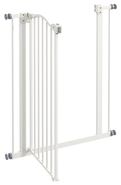 PawHut Metal Pet Safety Gate Dog Gate Folding Fence, White Aosom UK