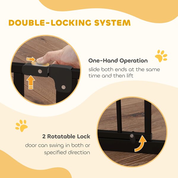 PawHut Wide Dog Safety Gate, with Door Pressure, for Doorways, Hallways, Staircases - Black Aosom UK