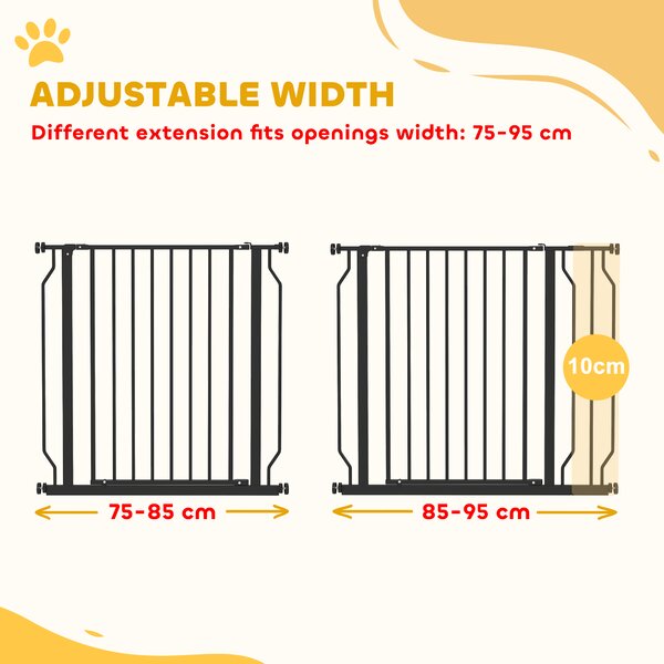 PawHut Wide Dog Safety Gate, with Door Pressure, for Doorways, Hallways, Staircases - Black Aosom UK