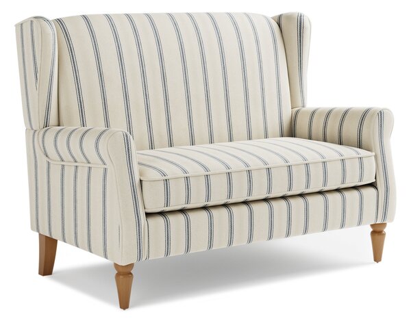 Oswald Pinstripe Compact 2 Seater Sofa, Folkstone Blue