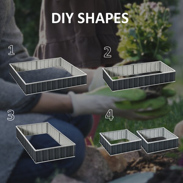 Outsunny Metal Raised Garden Bed, DIY Large Steel Planter Box, No Bottom w/ A Pairs of Glove for Backyard, Vegetables, Herbs, 258cmx90cm Aosom UK