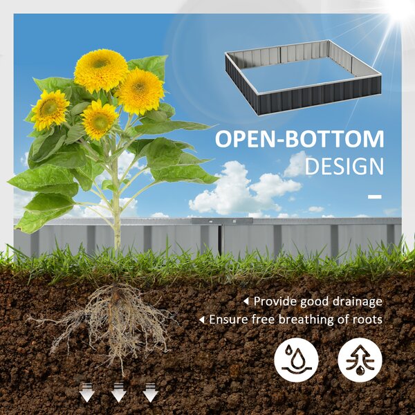 Outsunny Metal Raised Garden Bed, DIY Large Steel Planter Box, No Bottom w/ A Pairs of Glove for Backyard, Vegetables, Herbs, 258cmx90cm Aosom UK