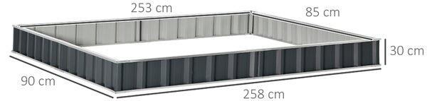 Outsunny Metal Raised Garden Bed, DIY Large Steel Planter Box, No Bottom w/ A Pairs of Glove for Backyard, Vegetables, Herbs, 258cmx90cm Aosom UK