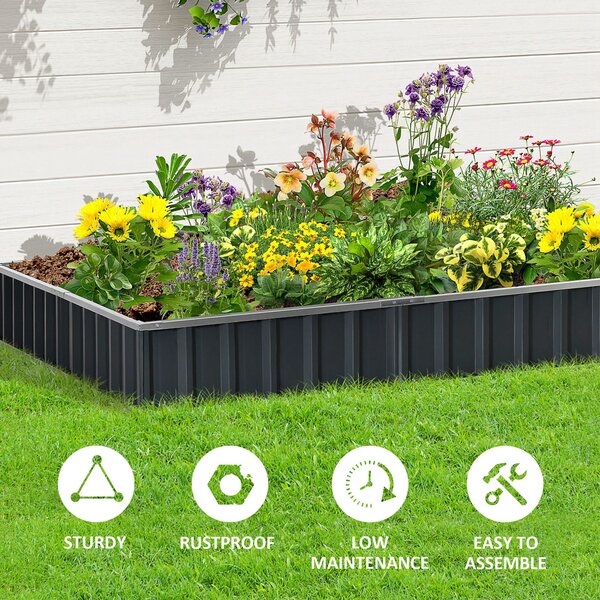 Outsunny Metal Raised Garden Bed, DIY Large Steel Planter Box, No Bottom w/ A Pairs of Glove for Backyard, Vegetables, Herbs, 258cmx90cm Aosom UK