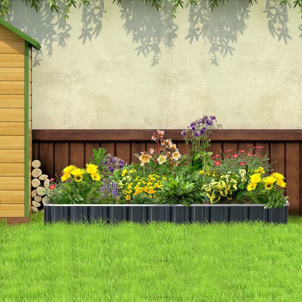 Outsunny Metal Raised Garden Bed, DIY Large Steel Planter Box, No Bottom w/ A Pairs of Glove for Backyard, Vegetables, Herbs, 258cmx90cm Aosom UK