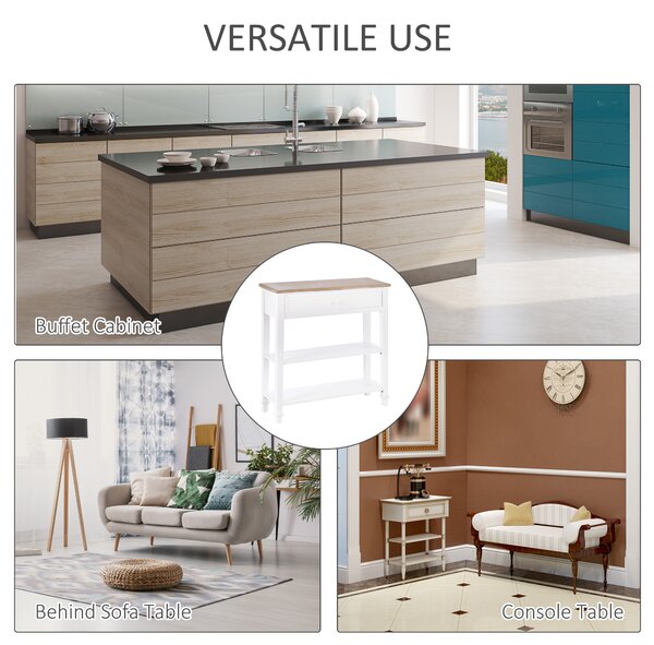 HOMCOM Console Table Hallway Side Desk One Drawer 2 Shelves Worktop Handle Retro Elegant Style Home Display Storage for Bedroom Livingroom Aosom UK