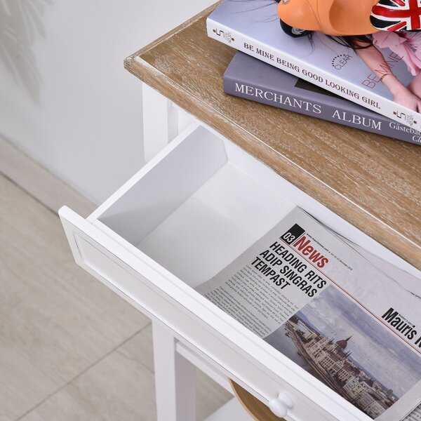HOMCOM Console Table Hallway Side Desk One Drawer 2 Shelves Worktop Handle Retro Elegant Style Home Display Storage for Bedroom Livingroom Aosom UK