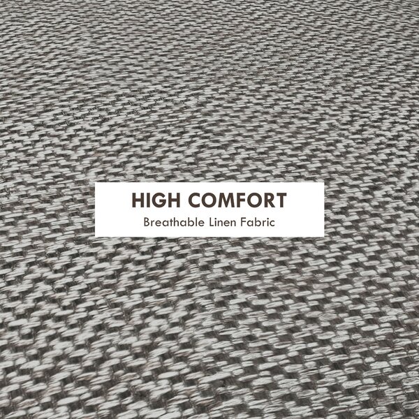 HOMCOM Linen Fabric Ottoman Stool, Round with Storage, Padded Seat, Wooden Legs, Hidden Space, Light Grey Aosom UK