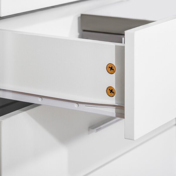 HOMCOM Vertical Storage Cabinet, 4-Drawer Chest with Metal Rails, Anti-Tip, for Playroom, Nursery, Hallway Aosom UK