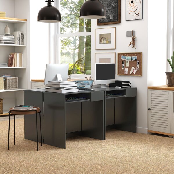 HOMCOM Computer Table with Keyboard Tray and Drawer, Compact Computer Desk, Study Desk, Writing Desk for Home Office, Grey Aosom UK