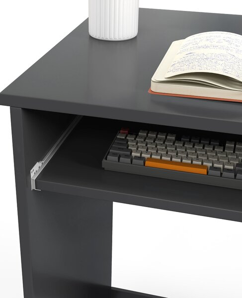 HOMCOM Computer Table with Keyboard Tray and Drawer, Compact Computer Desk, Study Desk, Writing Desk for Home Office, Grey Aosom UK