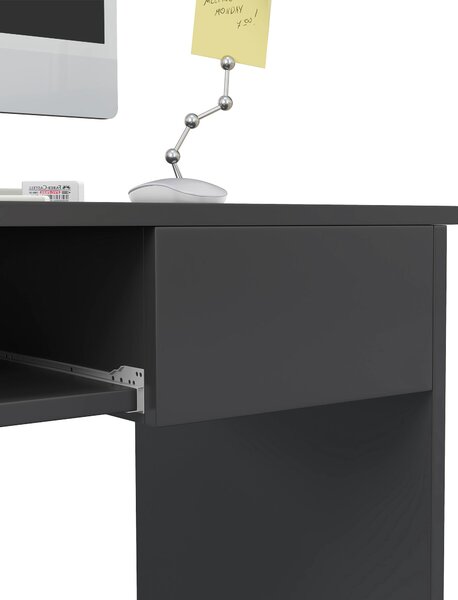 HOMCOM Computer Table with Keyboard Tray and Drawer, Compact Computer Desk, Study Desk, Writing Desk for Home Office, Grey Aosom UK