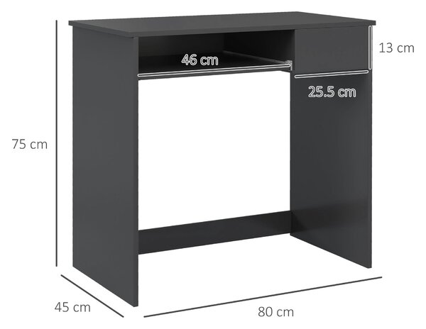 HOMCOM Computer Table with Keyboard Tray and Drawer, Compact Computer Desk, Study Desk, Writing Desk for Home Office, Grey Aosom UK