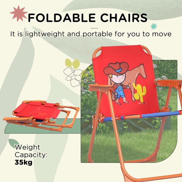 Outsunny Cowboy Campout: Children's Picnic Set with Foldable Seats, Adjustable Parasol, Durable Outdoor Delight Aosom UK