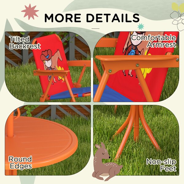 Outsunny Cowboy Campout: Children's Picnic Set with Foldable Seats, Adjustable Parasol, Durable Outdoor Delight Aosom UK