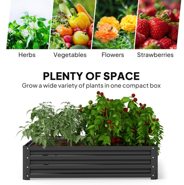 Outsunny Raised Garden Bed Box with Weatherized Steel Frame for Vegetables, Flowers, & Herbs, 120 x 120 x 30cm, Grey Aosom UK