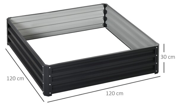 Outsunny Raised Garden Bed Box with Weatherized Steel Frame for Vegetables, Flowers, & Herbs, 120 x 120 x 30cm, Grey Aosom UK