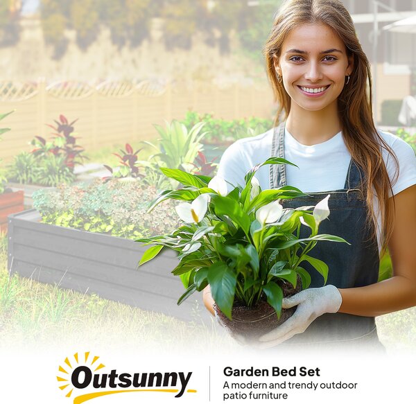 Outsunny Raised Garden Bed Box with Weatherized Steel Frame for Vegetables, Flowers, & Herbs, 120 x 120 x 30cm, Grey Aosom UK