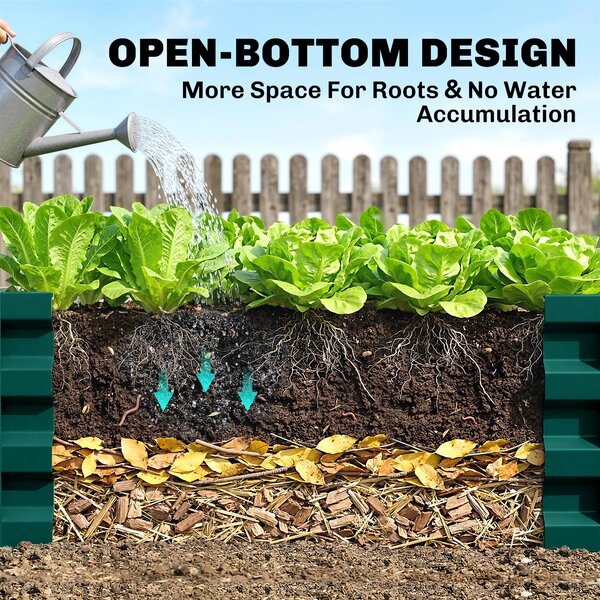 Outsunny Raised Beds for Garden, Galvanized Outdoor Planters, for Herbs and Vegetables, Use for Patio, Backyard, Balcony, Green Aosom UK