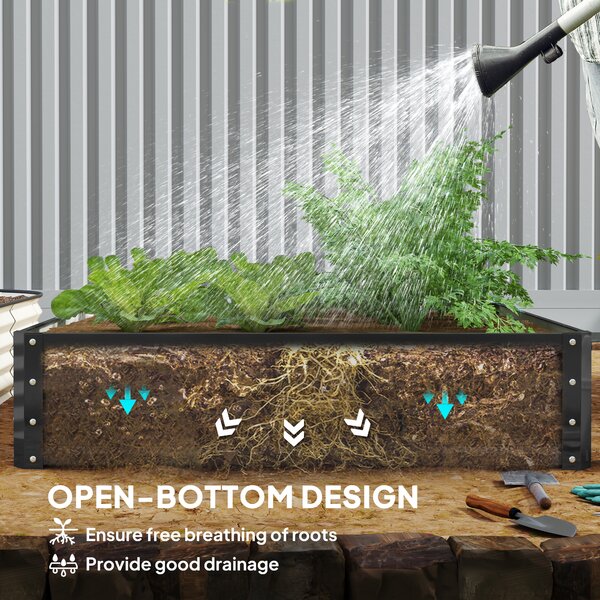 Outsunny Raised Garden Bed Box with Weatherized Steel Frame for Vegetables, Flowers, & Herbs, 120 x 120 x 30cm, Grey Aosom UK