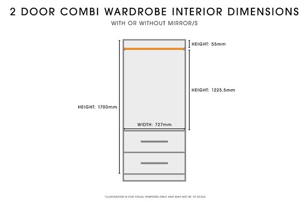 Legato Double 2 Drawer Wardrobe