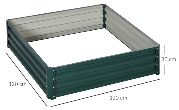 Outsunny Raised Garden Bed Metal Planter Box for plants, flowers and other vegetation, 120x120x30cm, Green Aosom UK