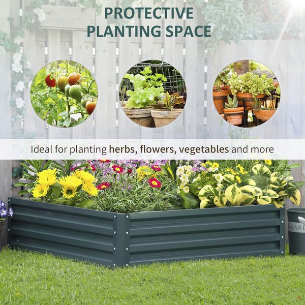 Outsunny Raised Garden Bed Metal Planter Box for plants, flowers and other vegetation, 120x120x30cm, Green Aosom UK