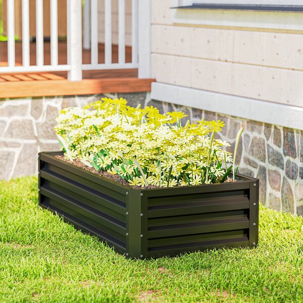 Outsunny Galvanised Raised Garden Beds: Outdoor Herb & Vegetable Planters for Patio, Backyard & Balcony, Grey Aosom UK