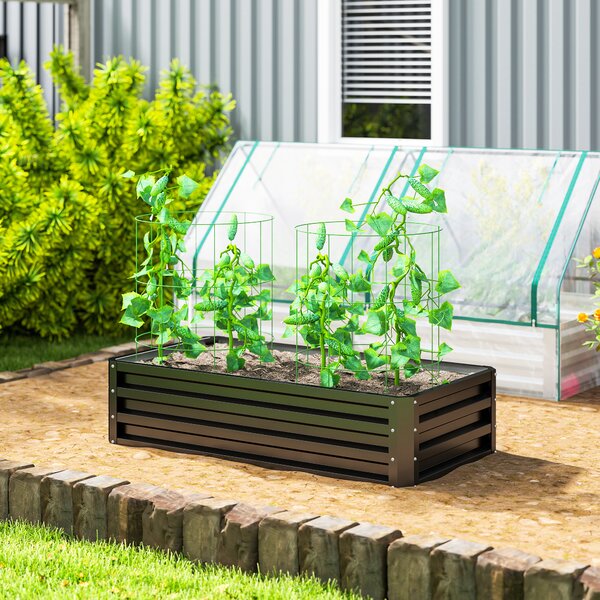 Outsunny Galvanised Raised Garden Beds: Outdoor Herb & Vegetable Planters for Patio, Backyard & Balcony, Grey Aosom UK