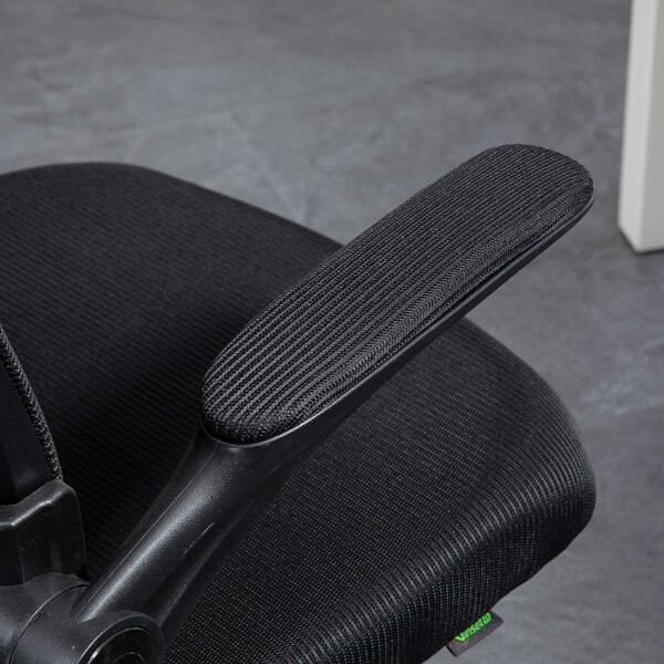 Vinsetto Mesh Office Chair Mesh with Flip-up Armrests, Lumbar Support, Swivel Wheels, Ergonomic Desk Chair, Black Aosom UK
