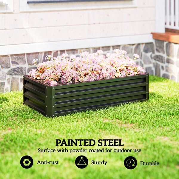 Outsunny Galvanised Raised Garden Beds: Outdoor Herb & Vegetable Planters for Patio, Backyard & Balcony, Grey Aosom UK