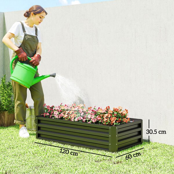 Outsunny Galvanised Raised Garden Beds: Outdoor Herb & Vegetable Planters for Patio, Backyard & Balcony, Grey Aosom UK