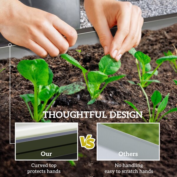 Outsunny Galvanised Raised Garden Beds: Outdoor Herb & Vegetable Planters for Patio, Backyard & Balcony, Grey Aosom UK
