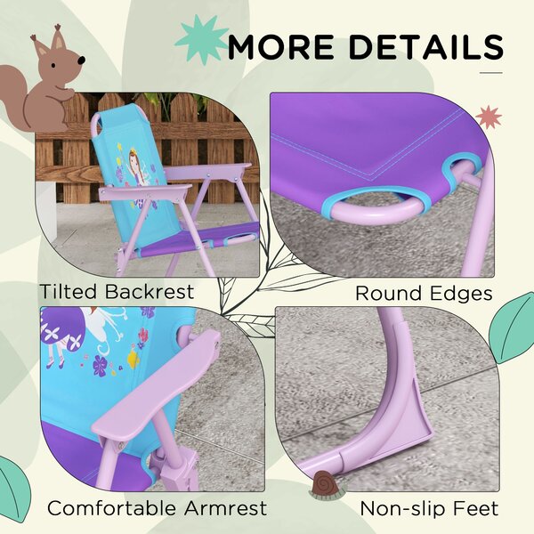 Outsunny Kids Picnic Table and Chair Set, Fairy Themed Outdoor Garden Furniture w/ Foldable Chairs, Adjustable Parasol Aosom UK