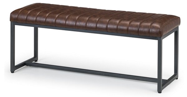 Brooklyn 2 Seater Dining Bench, Brown Faux Leather, 120cm