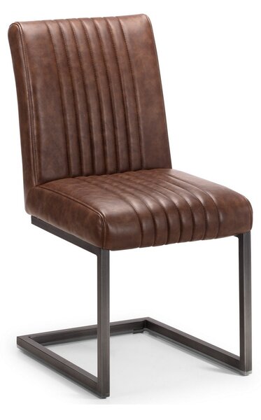 Brooklyn Set of 2 Dining Chairs, Brown Faux Leather