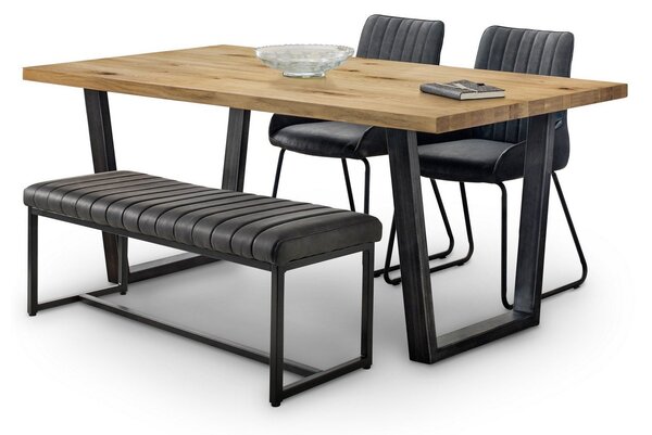 Brooklyn Rectangular Dining Table with 2 Soho Chairs and Bench, Solid Oak