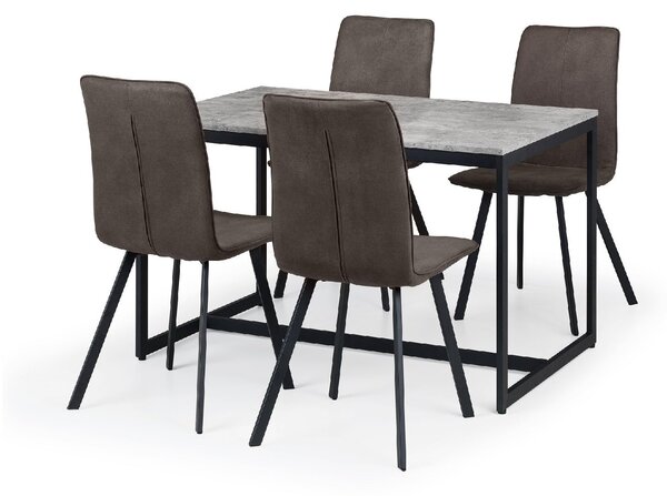 Staten Rectangular Dining Table with 4 Monroe Chairs, Grey