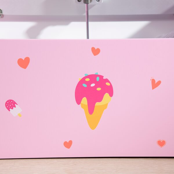 ZONEKIZ Dual-Purpose Toy Chest: Wooden Storage Bench with Safety Mechanism, Pretty in Pink Aosom UK