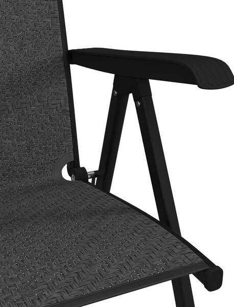 Outsunny Set of 2 Outdoor Wicker Folding Chairs, Patio PE Rattan Dining Armrests Chair set with 7 Levels Adjustable Backrest, for Camping Aosom UK