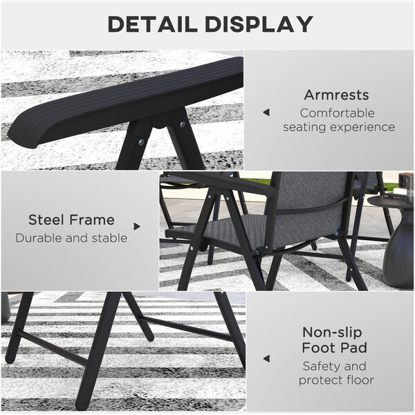Outsunny Rattan Folding Chair Set, 4 Pcs, Adjustable Backrest, Outdoor Patio Furniture, Lawn Seating, Brown Aosom UK