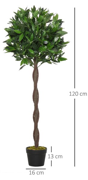 Outsunny Artificial Topiary Bay Laurel Ball Trees, Set of 2, Decorative Plant with Nursery Pot, for Indoor Outdoor Use, 120cm Aosom UK
