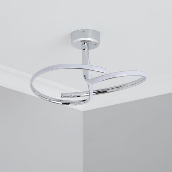 Cortez 2 Arm LED Chrome Semi Flush Ceiling Light