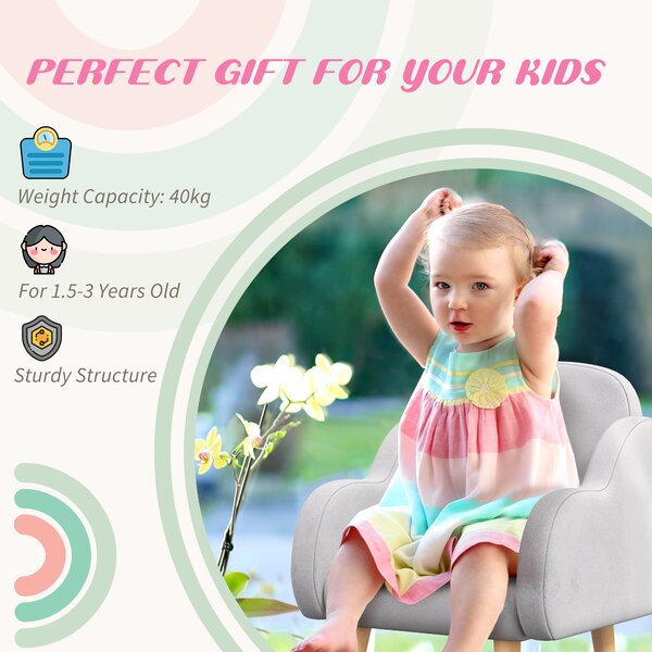 ZONEKIZ Cloud Shape Toddler Armchair, Ergonomically Designed Kids Chair, Children Playroom Mini Sofa for Relaxing, for Ages 1.5-5 Years Aosom UK