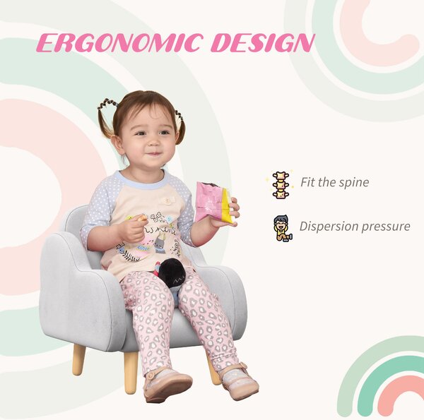 ZONEKIZ Cloud Shape Toddler Armchair, Ergonomically Designed Kids Chair, Children Playroom Mini Sofa for Relaxing, for Ages 1.5-5 Years Aosom UK