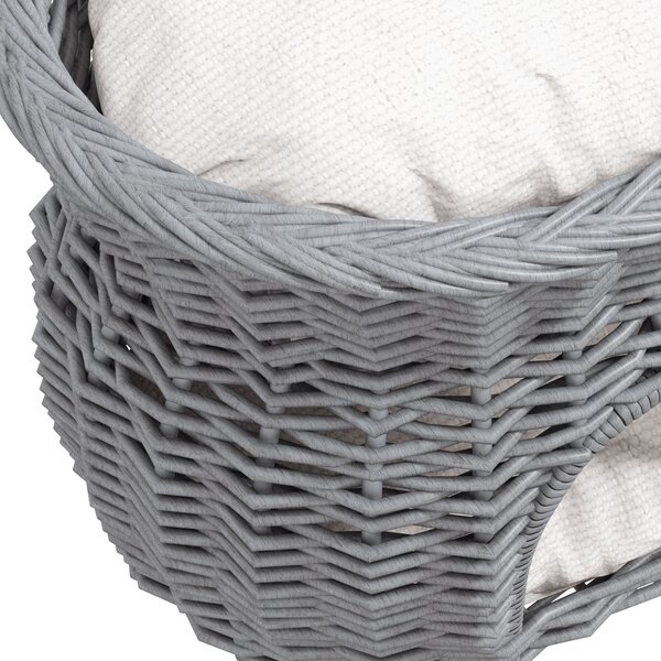 PawHut Wicker Cat House, 2-Tier Elevated Pet Bed Basket, Willow Kitten Tower with Washable Cushions, 56x37x40cm, Grey Aosom UK